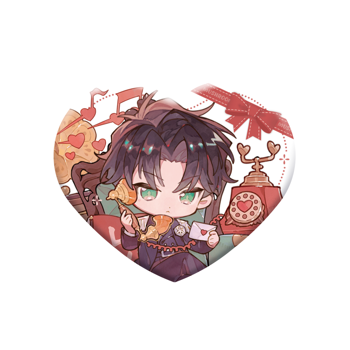 (Goods -  Badge) Little Mushroom Valentine's Series Heart Signal Heart-Shaped Button Badge Set