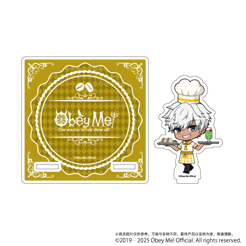 (Goods - Coaster) Acrylic Coaster Stand Obey Me! 04 / Mammon Cafe ver. (Chibi Art)